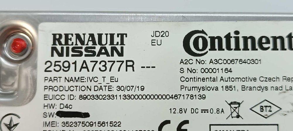 UNIDADE DE CONTROLE BLUETOOTH RENAULT ZOE