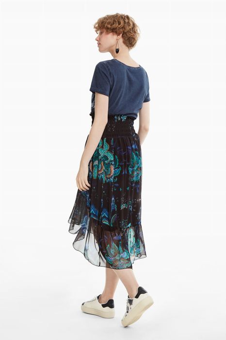 Spódnica zwiewna letnia boho kwiaty DESIGUAL L 40
