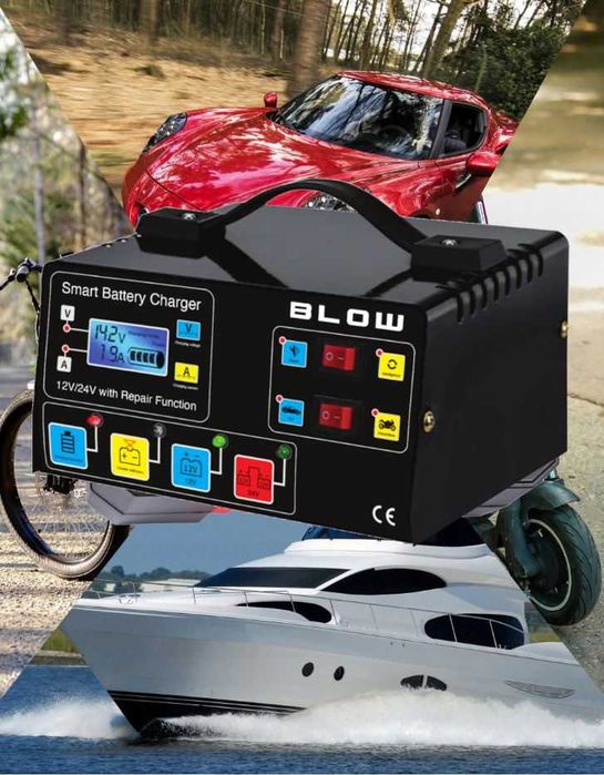 Prostownik Samochodowy Automatyczny Funkcja Napraw Akumulator 12V 24V
