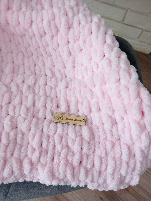 Kocyk dziecięcy ręcznie robiony mięciutki różowy