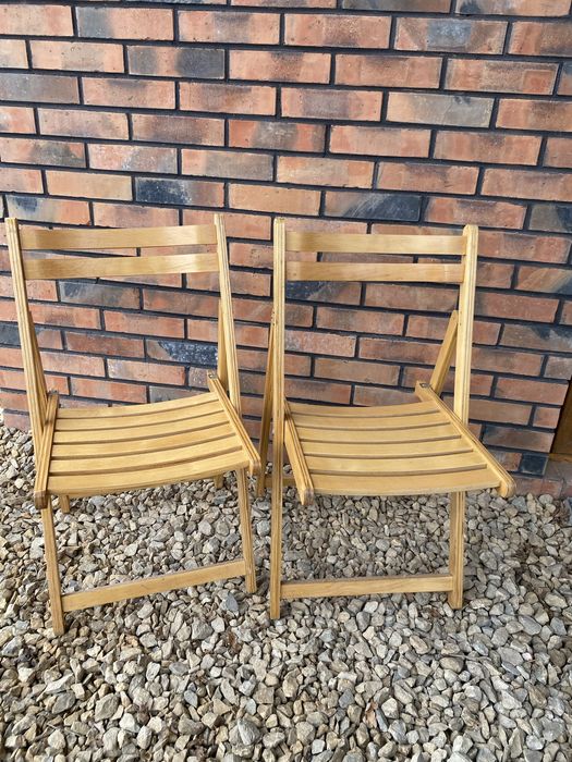 2x drewniane krzesełka tarasowe składane fotele Ikea turystyczne