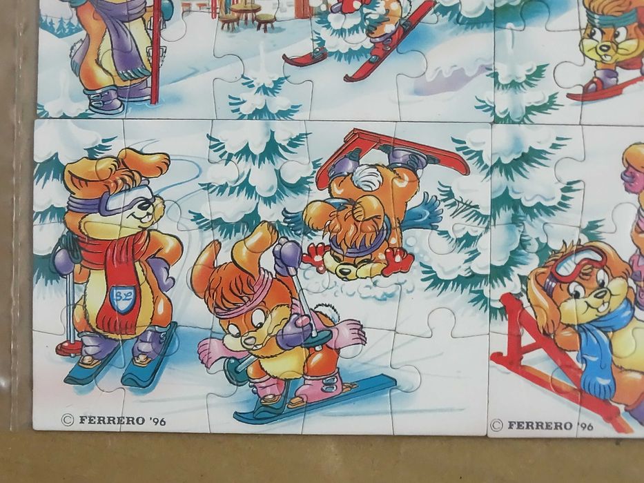 Unikat! Komplet Puzzle Kinder Niespodzianka 1996 - Hanny Bunny Ski Hasen + Ulotki