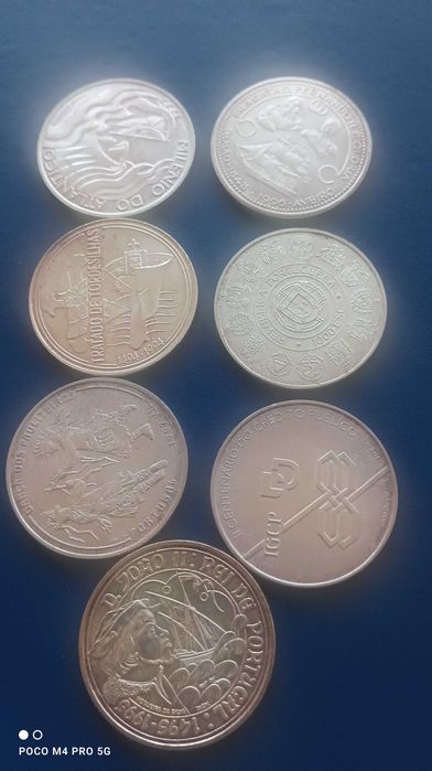 7 moedas de 1000$00 de prata