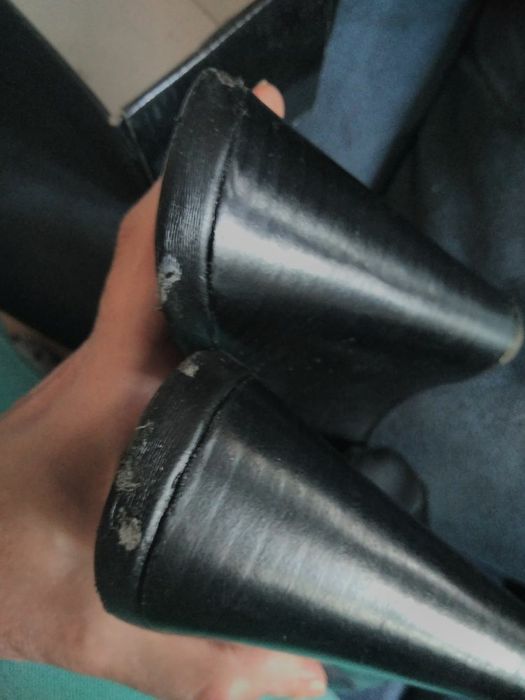 Босоножки шлепки черные кожаные на платформе 39-40 с мехом пони