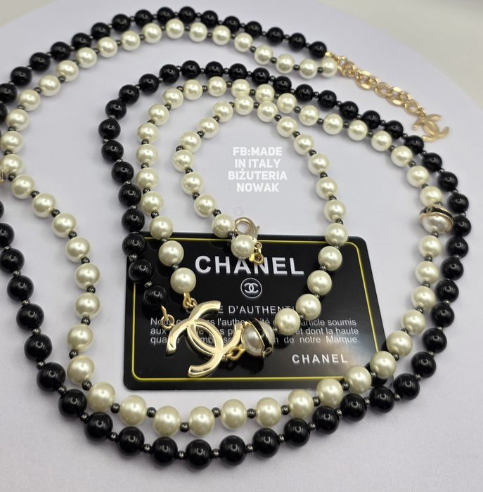 Naszyjnik korale sztuczne perły chanel