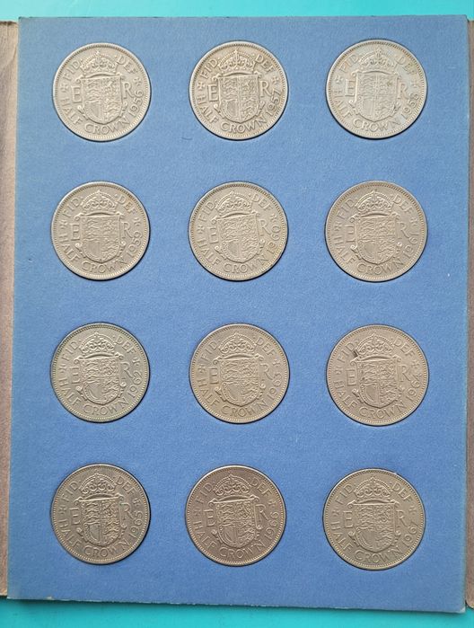 Zestaw monet ½ Korony 1948 do 1967 Wielka Brytania  + klaser