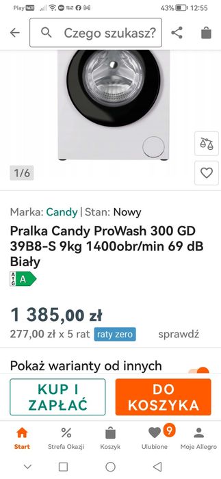 Nowa pralka Candy +transport