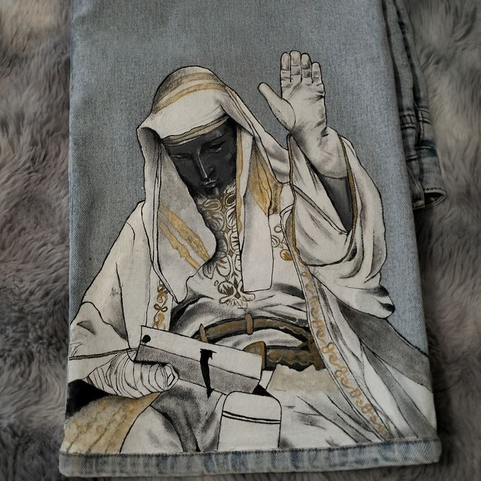 Джинси труби/wide leg з кастомним ручним розписом (кастом)