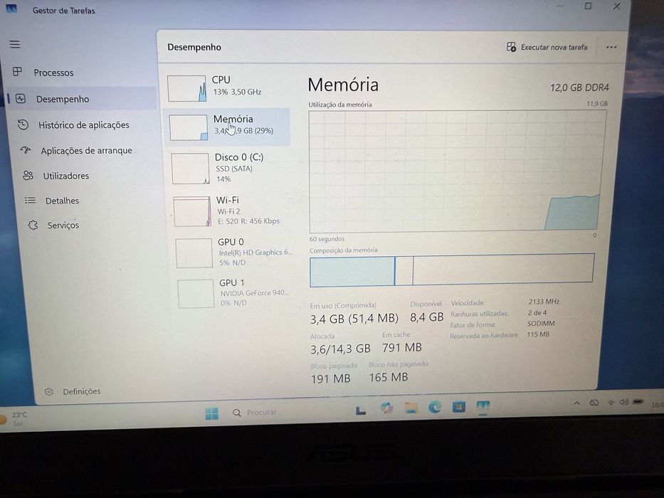 Portátil Asus Vivobook 14” i7 7th 12GB RAM 256GB SSD Nvidia 940MX 2GB