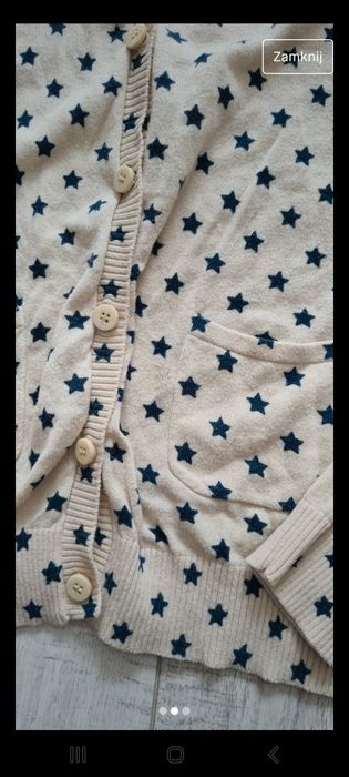Sweterek na guziki Saint Tropez S, sweter, biały granatowy gwiazdki ka