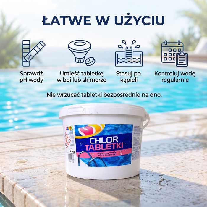 Chlor Tabletki 200 g - 5kg -25 szt. GAMIX Chemia Basenowa Chemia do Basenu