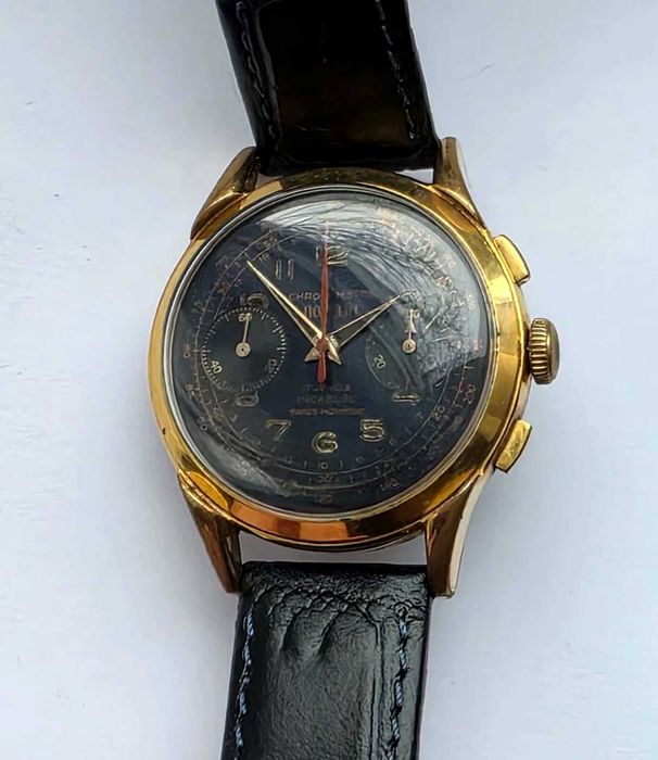 Vintage Novelia Chronomètre | Black Gilt Dial | Fancy Lugs | 1950s
