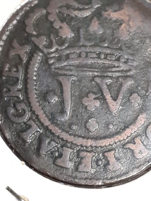 Moeda 3 Reis de 1720 em Cobre - Rei João V - Monarquia