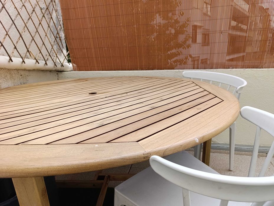 Mesa de jardim em madeira 160 diâmetro