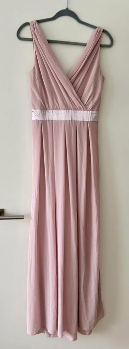 Sukienka maxi na wesele - z kokardą na plecach