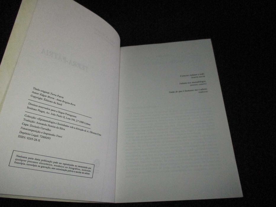 Livro Terra-Pátria Edgar Morin Anne Brigitte Kern