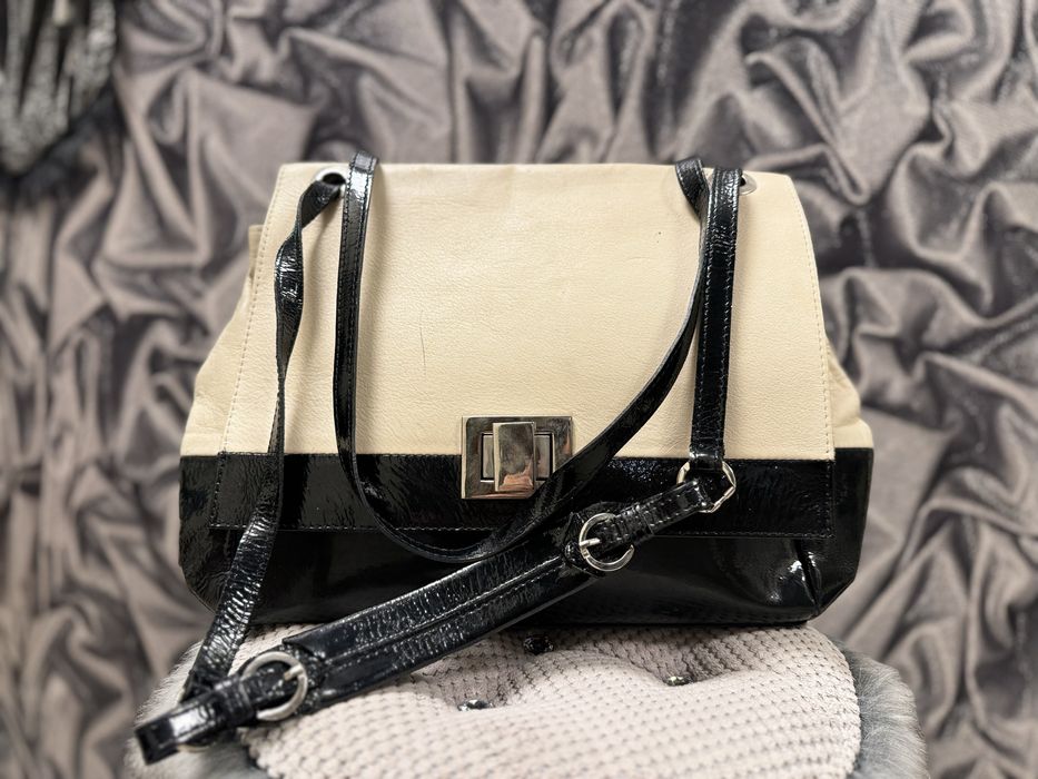 GINO ROSSI torebka damska black&cream