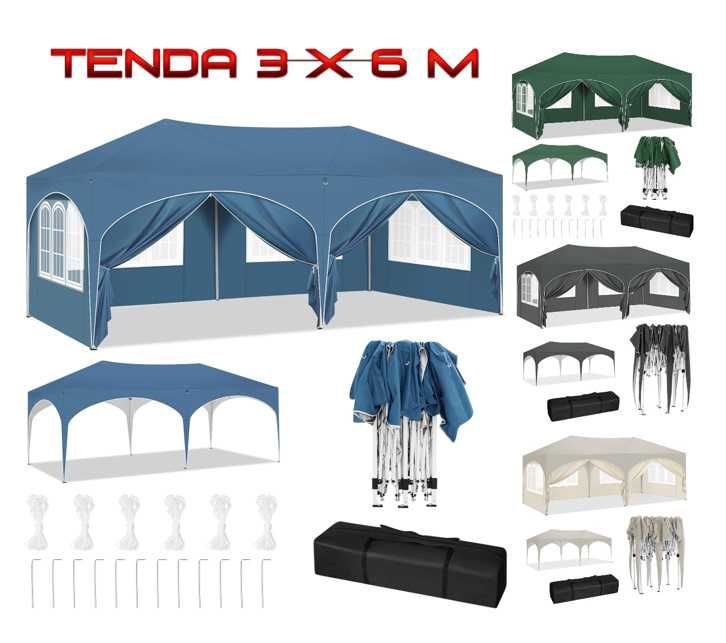 F1182 Tenda 3 x 6 m dobrável e resistente montagem rápida