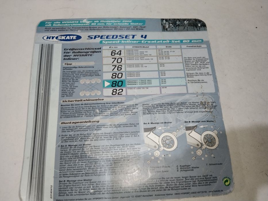 Kółka do rolek kauczukowe 80 mm 4 szt