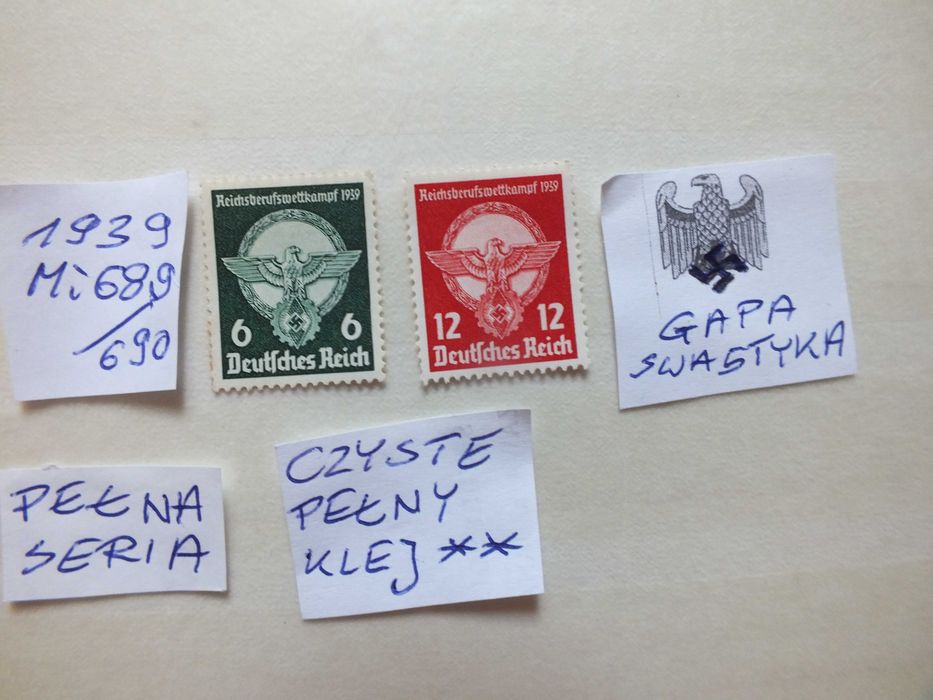 2szt. znaczki pełna seria Mi689 Niemcy 1939r. Rzesza Swastyka KONKURS RZEMIEŚLNICZY czyste ** Reich