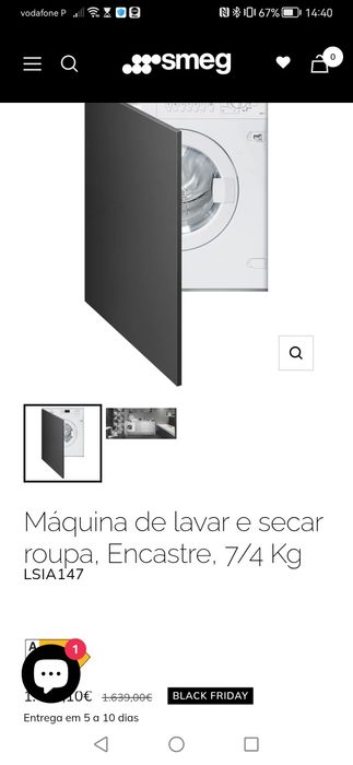 Máquina de lavar e secar roupa Encastre SMEG