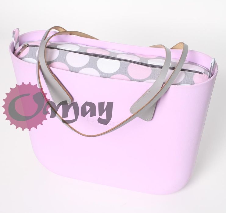 Szary organizer do OBAG STANDARD grochy róż pudrowy 2 kieszenie OMAY