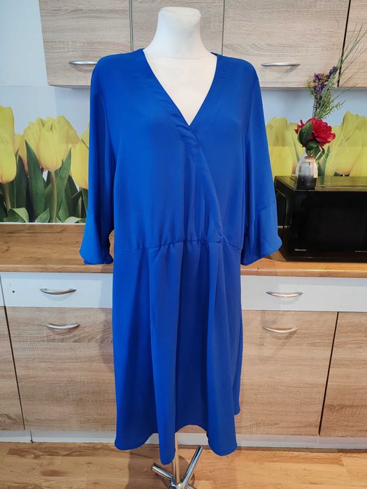 Chabrowa lekka sukienka midi Rock Your Curves rozmiar 52/54 poliester