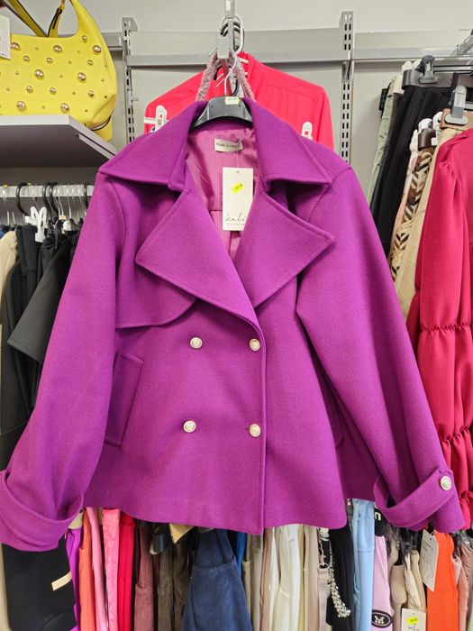 Płaszczyk śliwka krótki Plus Size Italy, Cudo !!!