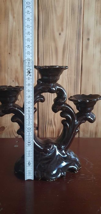 Szklany dekoracyjny  potrójny swiecznik