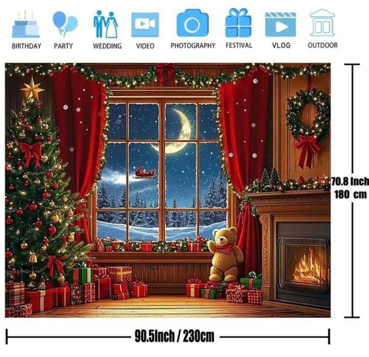 Новорічний фон, декор кімнати, подарунок на Новий рік, фотофон, фото