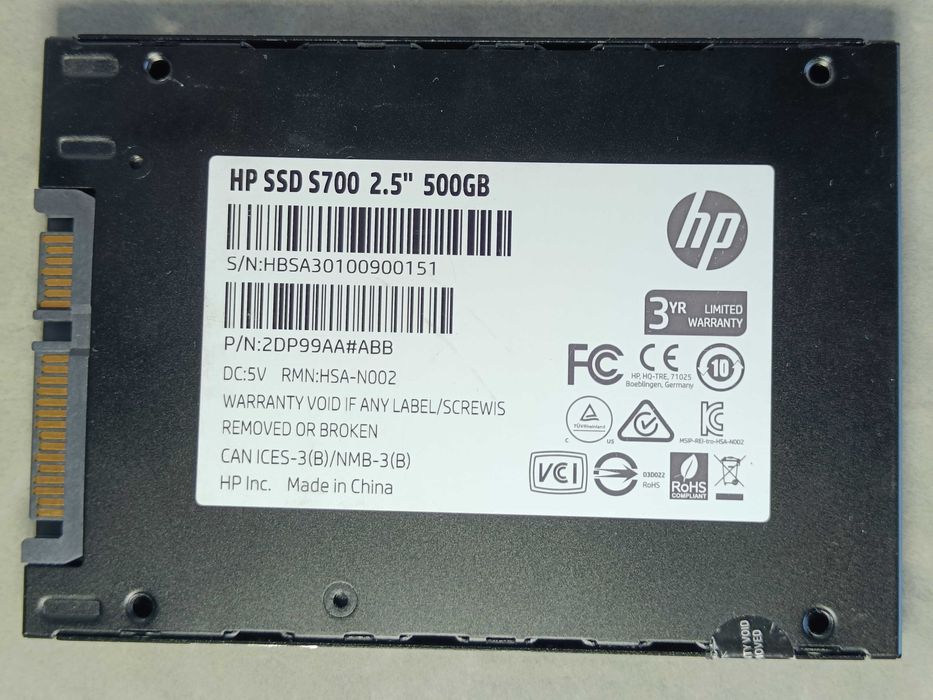 SSD диск ССД HP S700 500GB Sata3 100% ЗДОРОВЯ! надійний та якісний SSD!