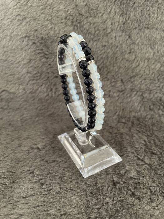 Zestaw bransoletek matching kamienie piaskowiec opal nowe biżuteria