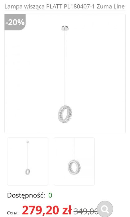 Lampa wisząca zuma line powystawowa