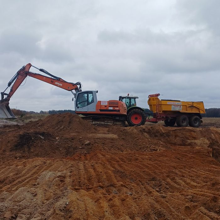 Prace ziemne, wykopy rozbiorki wyburzenia transport,piasek,