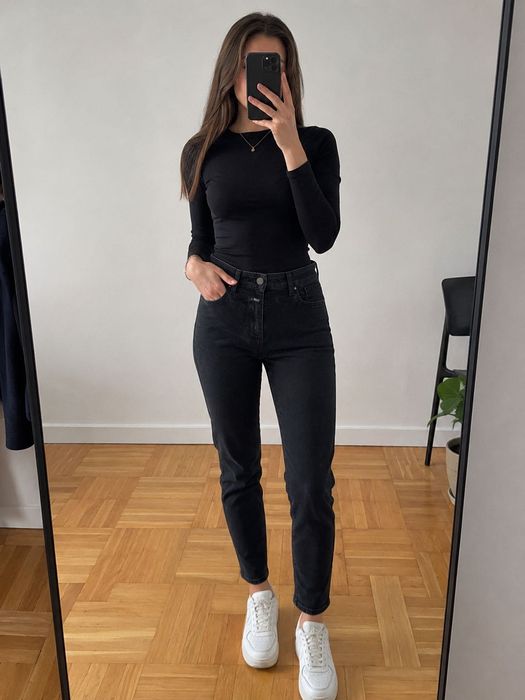 Closed Skinny Pusher roz. 26 czarne dżinsy rurki wysoki stan black high waisted premium jeans