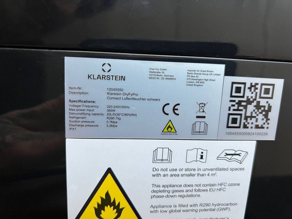 Осушувач повітря 20л Smart Klarstein DryFy ProConnect 10045550