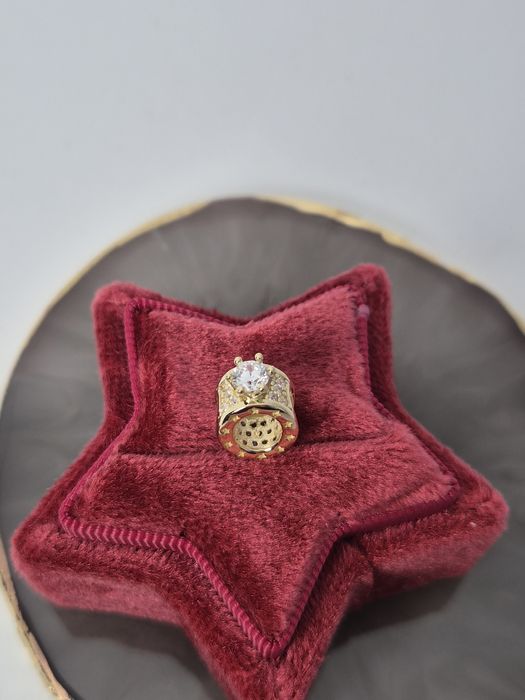 Nowy złoty charms do bransoletki typu Pandora,pierścionek,cyrkonia