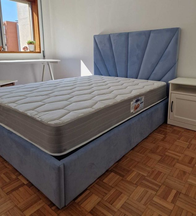 Camas De Casal Estofadas ALTA GAMA - MODELO RAYOS - Top de Gama 190x140m Estrado Incluído!!