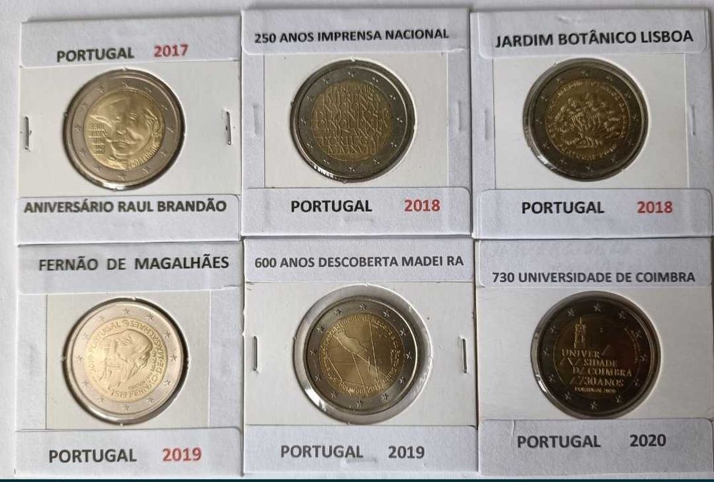 28 Moedas comemorativas portuguesas de 2 euros Bimetálicas.