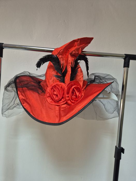 Nowa! Czerwony Tiara kapelusz czarownicy baba jaga czarownica
