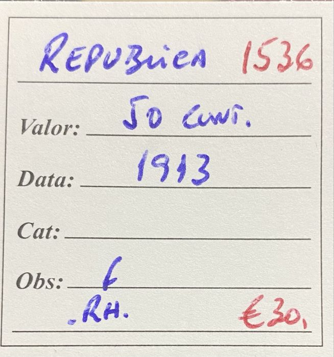Moeda 1536 - 50 Centavos 1913 Prata
