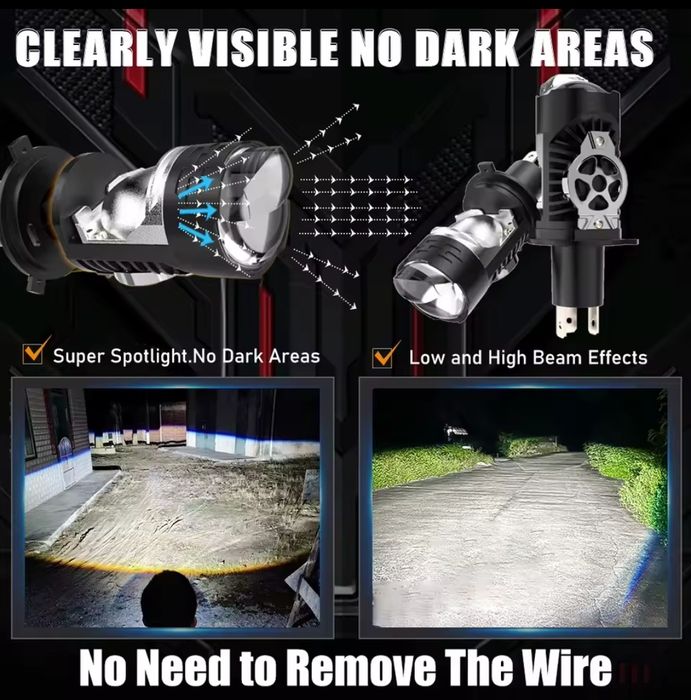 Leds h4 projeção 3D iluminação incrível artigo novo