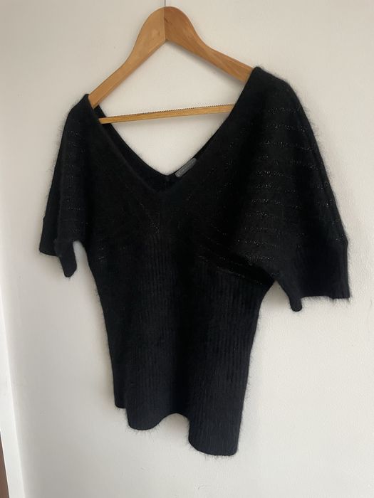 Armani elegancki sweter z angory srebrna nitka glamour