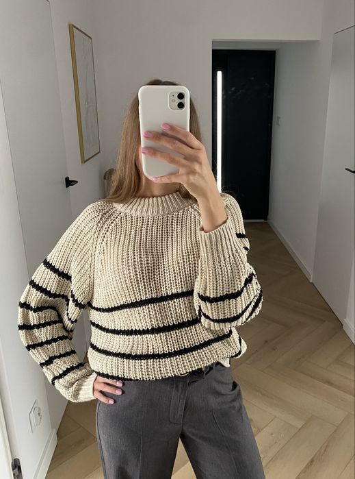 Sweter w paski H&M 36 S