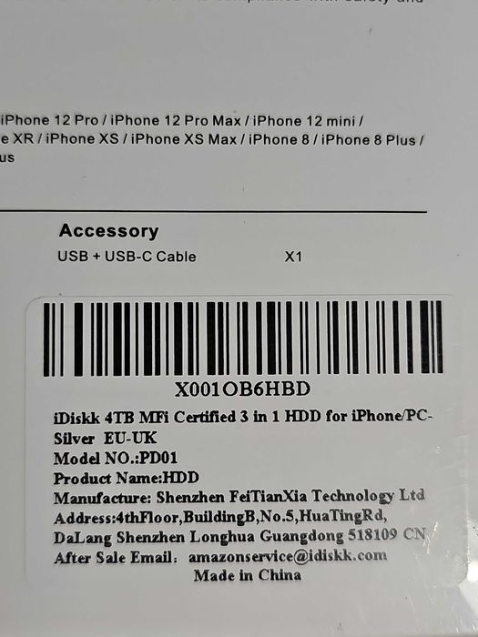 iDiskk Zewnętrzny dysk twardy 4 TB Lightning z certyfikatem MFi