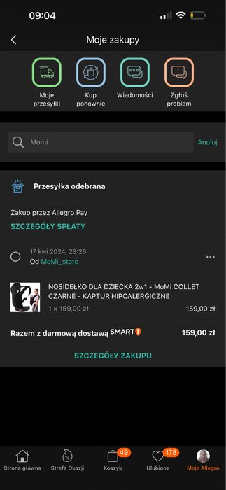 Nosidelko Momi nowe