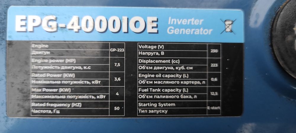 Генератор бензиновий інверторний
