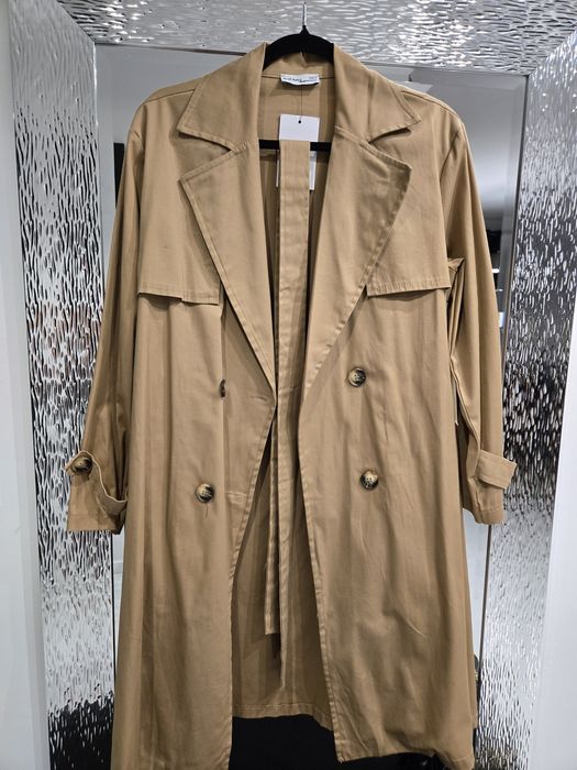 Plaszcz trencz Blue Navy 36 camel włoski