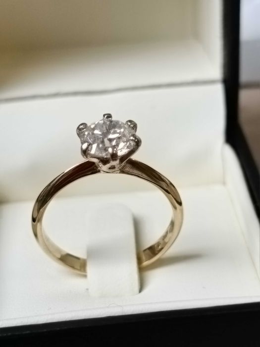 Złoty pierścionek 585 z brylantem 1,40ct (certyfikat )wzór Tiffany