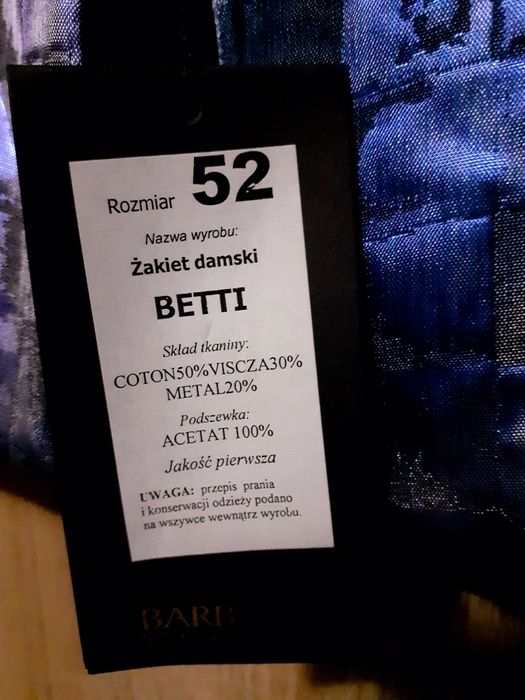 Żakiet Marynarka Damska Barbara nowa